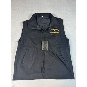 New Yellowstone Dutton Ranch Black Full Zip Fleece Vest Mens Small